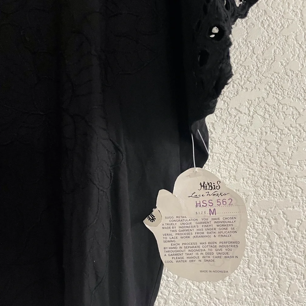 NWT | Black lace crochet trim beachy blouse swim cover up size medium